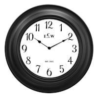 Black Framed Round Wall Clock, 12"