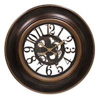 Ebony Round Wall Clock with Cutout Gear & Dial, 30"