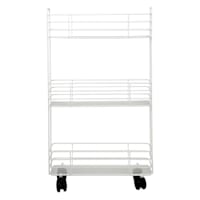 3-Tier Slim Metal Mesh Rolling Storage Cart, White