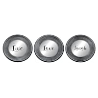 3-Piece Live, Love, Laugh Silver Wall Mirror Set, 10"
