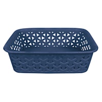 Navy Blue Peony Y-Weave Storage Basket, Extra Small