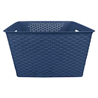 Navy Blue Peony Y-Weave Storage Basket, Large, Sold by at Home