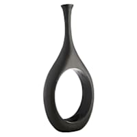 Black Open Circle Floor Vase, 48"