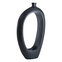 Black Open Circle Floor Vase, 40"