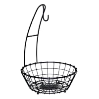 Grid Pattern Iron Wire Fruit Basket with Banana Hanger