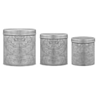 Set of 3 Galvanized Metal Canisters