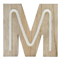 6" LED Wood Monogram Letter, M