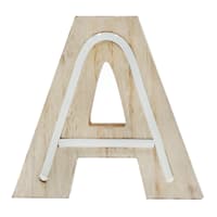 6" LED Wood Monogram Letter, A