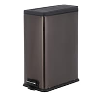 Slim Black Stainless Steel Pedal Trash Can, 45l