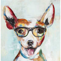 Dog with glasses art cheap