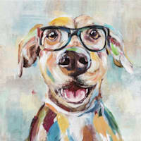 Dog with Glasses Canvas Wall Art, 12x16
