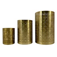 3-Piece Satin Brass Hurricane Candle Holders, 8"