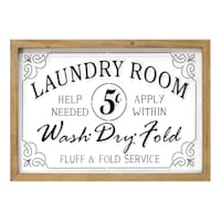 Glass Framed Laundry Room Wall Sign, 23x16