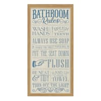 Bathroom Rules Framed Linen Wall Sign, 10x20