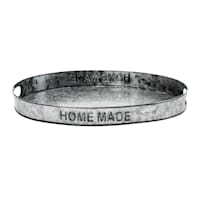 Handled Homemade Embossed Galvanized Metal Serving Tray, 18"