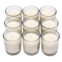 9-Pack Ivory Unscented Glass Votive Candles