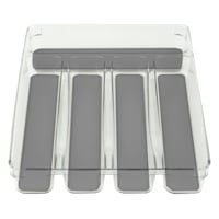 White Cutlery Tray with Grey Rubber Base, 9x12