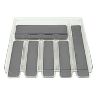 White Cutlery Tray with Grey Rubber Base, 12x15