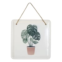 White Plant Metal Hanging Wall Art, 8"