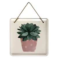 White Plant Metal Hanging Wall Art, 8"