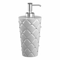 Providence White Quilted Stud Soap Dispenser, 8"
