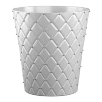 Providence White Quilted Stud Wastebasket, 10.4"