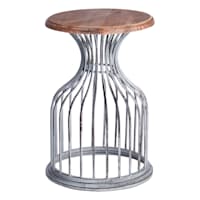 Wood & Metal Accent Table, Silver