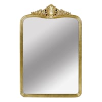Providence Gold Faux Wood Ornate Top Wall Mirror, 25x37
