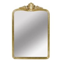 Wood Resin Gold Ornate Top Mirror, 25x37