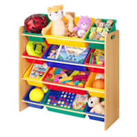 12-Bin Kids Toy Organizer with Red, Blue, Green & Yellow Bins