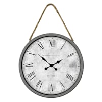 Grey Hanging Round Wall Clock, 16"