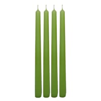 4-Pack Green Unscented Overdip Taper Candles, 10"