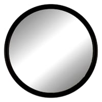 Black Metal Round Wall Mirror, 14"