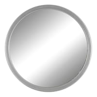 Silver Metal Round Wall Mirror, 14"