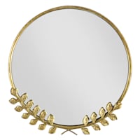Grace Mitchell Gold Floral Framed Round Wall Mirror, 18"
