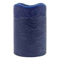 Honeybloom Dark Blue Wax LED Pillar Candle with 6 Hour Timer, 4x6
