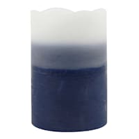 Honeybloom Dark Blue Ombre Wax LED Pillar Candle with 6 Hour Timer, 4x6