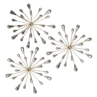 3-Piece Gold Teardrop Bling Burst Wall Art, 10"