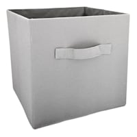 Light Grey Fabric Storage Cube with Handle, 10.5"