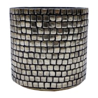 Gold Mosaic Glass Hurricane Candle Holder, 4"