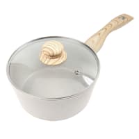 Cream Speckled Non-Stick Sauce Pan with Lid, 3qt