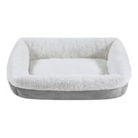 Crystal Grey Velvet & White Microberber Pet Bed, 18x22