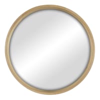 Natural Wood Round Wall Mirror, 18"