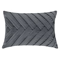 Grey Herringbone Pleat Oblong Throw Pillow, 14x20