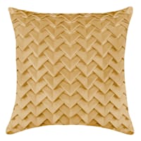 Gold Triangle Pleated Velvet Throw Pillow, 18"