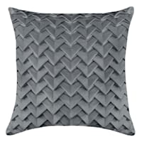 Charcoal Grey Triangle Pleated Velvet Throw Pillow, 18"