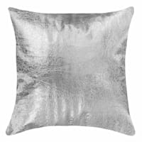Metallic Silver Faux Leather Throw Pillow, 18"