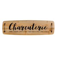 Bamboo Wood Charcuterie Serving Board with Metal Handles, 24"
