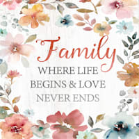 Family Where Life Begins & Love Never Ends Canvas Wall Art, 12"