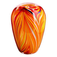Multicolor Striped Glass Vase, 9.5"
